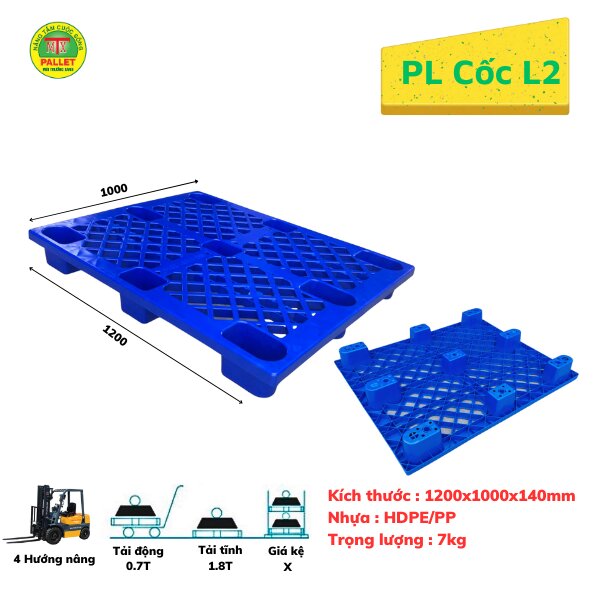 Pallet Chân 1200x1000x140mm HDPE - Ảnh 2