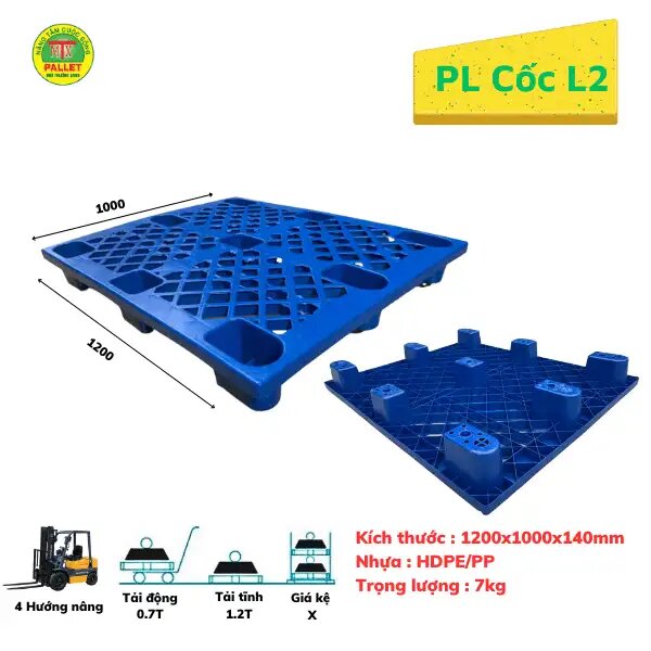 Pallet Cốc 1200x1000x145mm Xanh - Ảnh 3