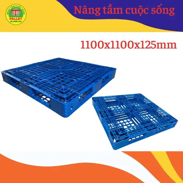 Pallet Nhựa 1100x1100x125 Màu Xanh - Ảnh 2