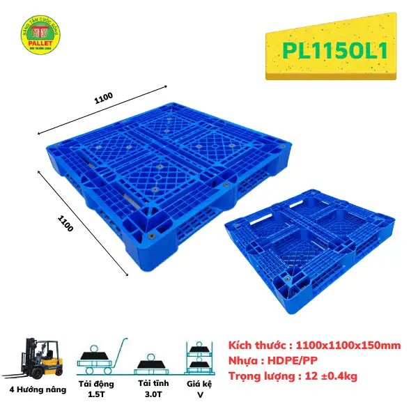 Pallet Nhựa 1100x1100x150 Virgin HDPE - Ảnh 2