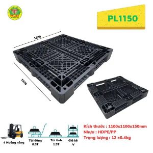 Alternative view of Pallet Nhựa 1100x1100x150mm Đen