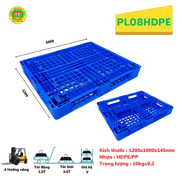 Pallet Nhựa 1200x1000x145 HDPE - Ảnh 2
