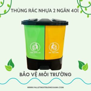 Thùng rác nhựa 2 ngăn 40L